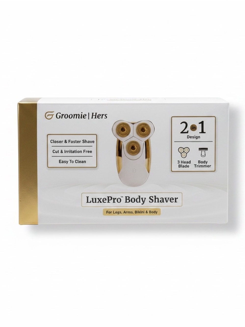 LuxePro Body Shaver — White & Gold